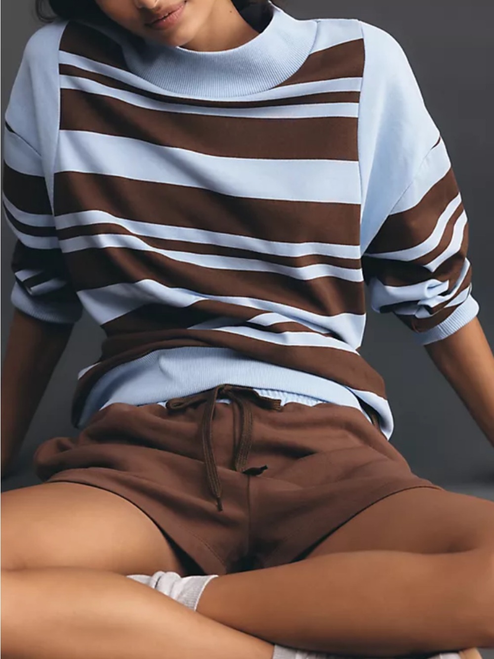 NWT Daily Practice mock neck Striped anthropology Pullover Sweatshirt